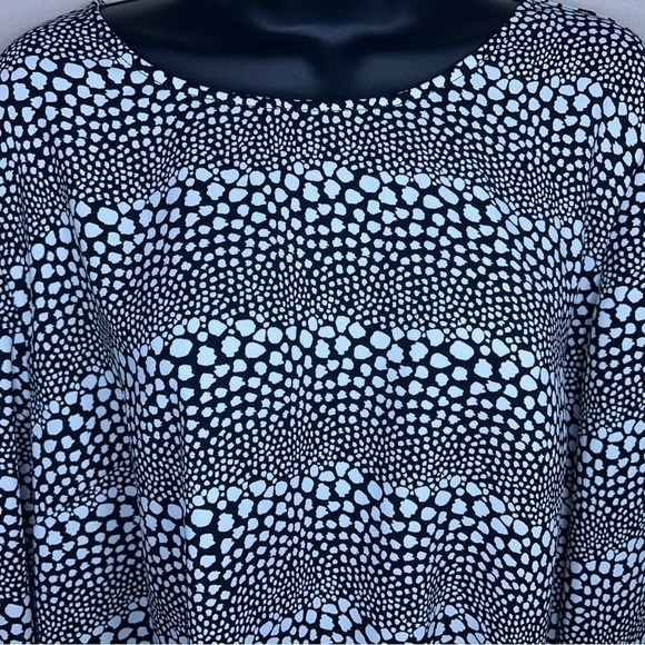 XL TALBOTS BLACK WHITE BLOUSE DOT PRINT LONG SLEEVE - Picture 3 of 10